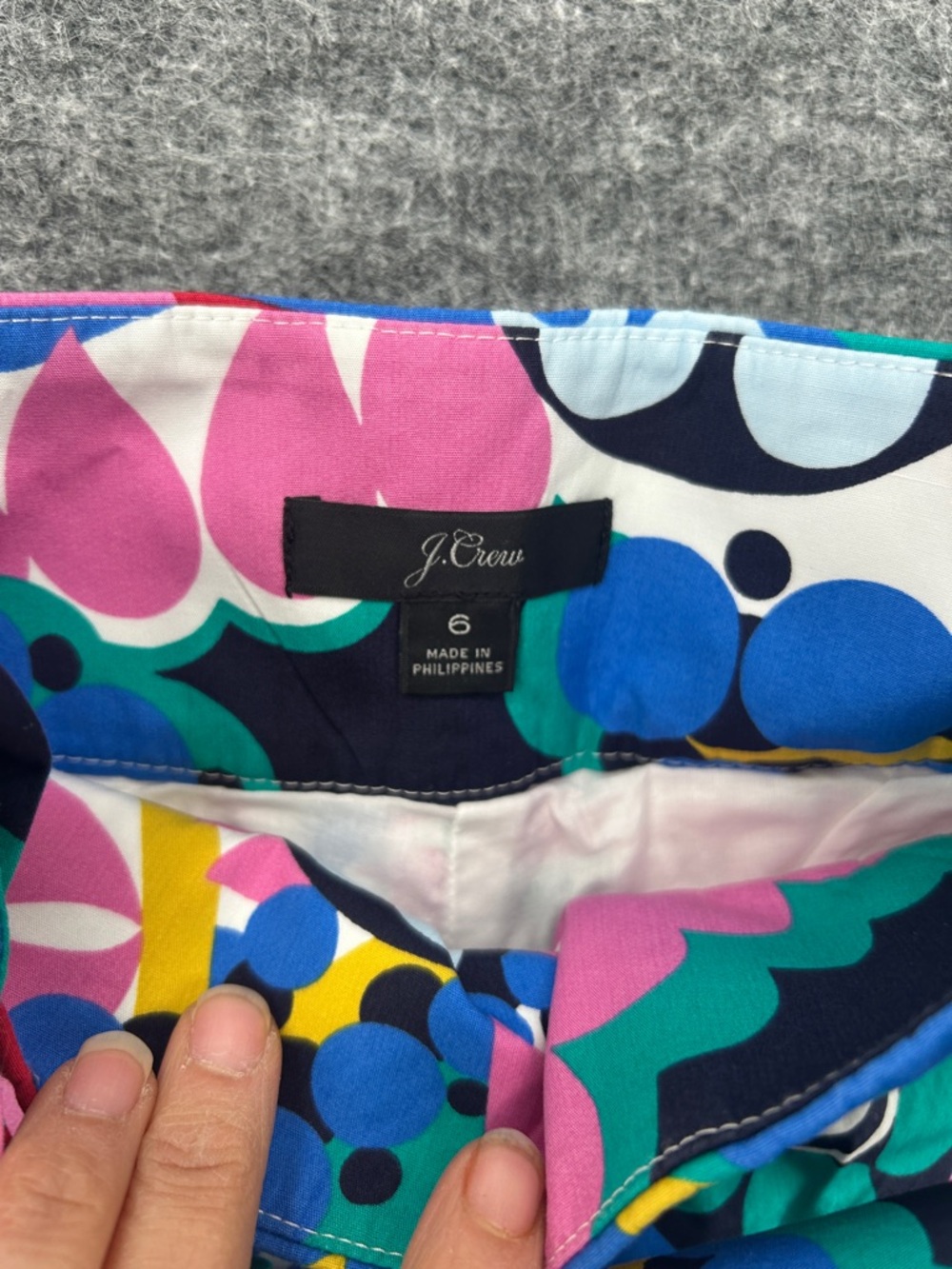 J. Crew Pink Blue Green Multi-Print Tie-Waist Skort - Picture 2 of 13